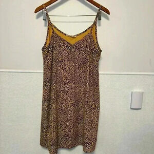Peach Love California Dress, Large, Yellow Leopard Print